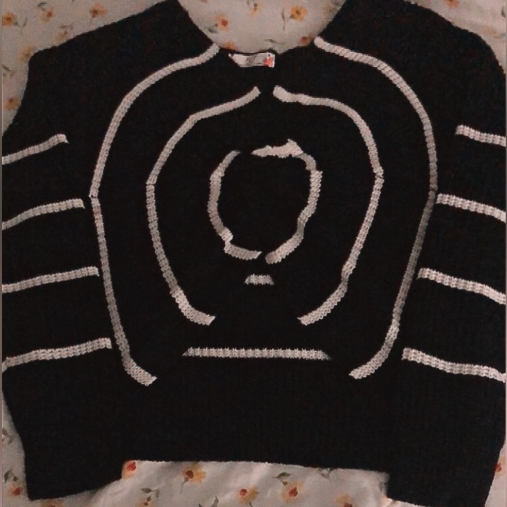 black and white knit sweater